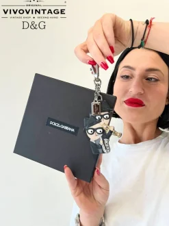 Portachiavi Black Leather Family Dolce&Gabbana