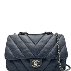 Stitched Chevron Calfskin Chain Flap Chanel
