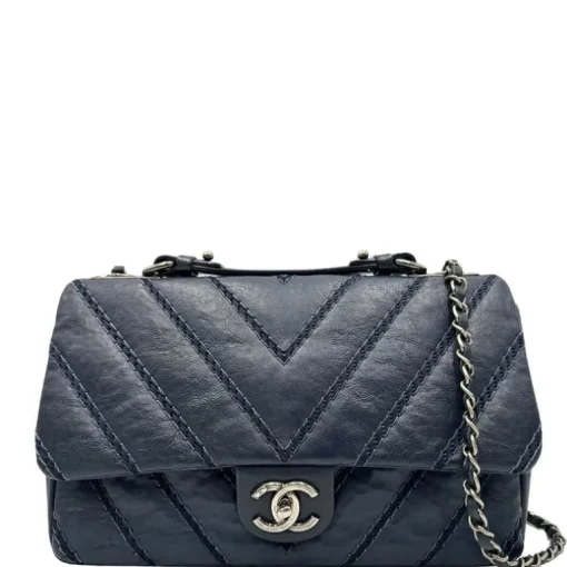 Stitched Chevron Calfskin Chain Flap Chanel