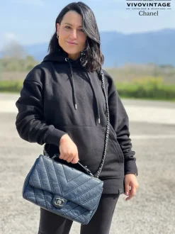 Stitched Chevron Calfskin Chain Flap Chanel