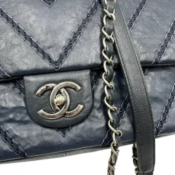 Stitched Chevron Calfskin Chain Flap Chanel