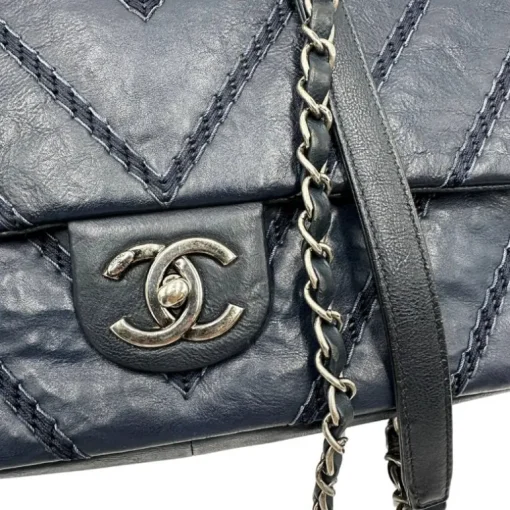 Stitched Chevron Calfskin Chain Flap Chanel