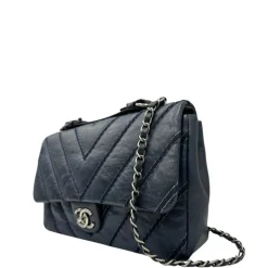 Stitched Chevron Calfskin Chain Flap Chanel