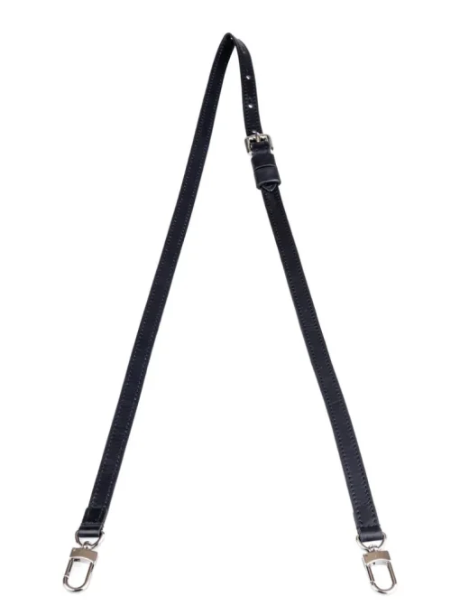 Tracolla amovibile in pelle nera con hardware argentato