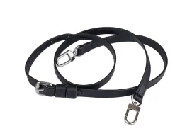 Tracolla amovibile in pelle nera con hardware argentato
