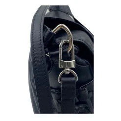 Tracolla amovibile in pelle nera con hardware argentato