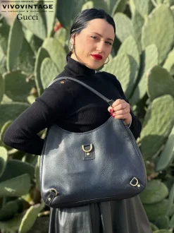 Borsa a spalla Gucci blu