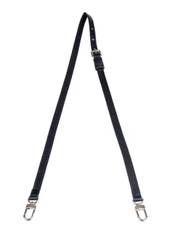 Tracolla amovibile in pelle nera con hardware argentato